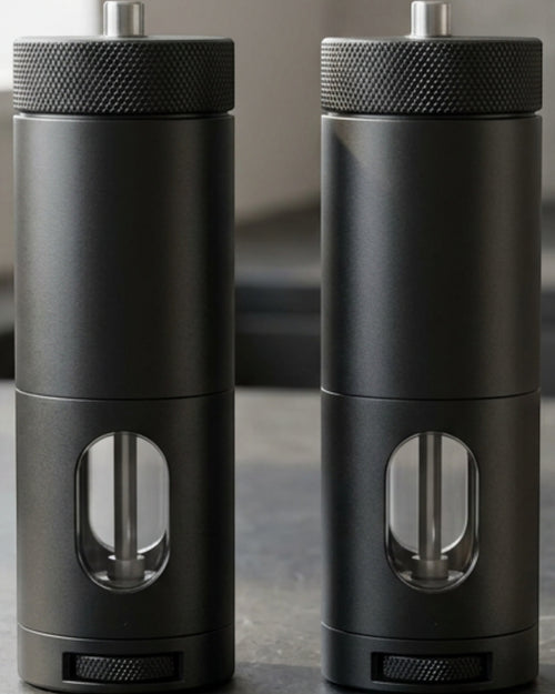 Wupko Matte Black Aluminum Manual Grinder Set 150 ml - Lifestyle view
